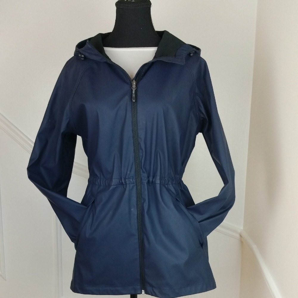 Women's Navy Waterproof Fall Spring Hooded Jacket Size Small From 32 Degrees